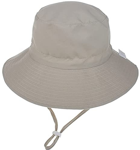 Malaxlx Unisexe Bob Bébé Enfant Chapeau de Soleil Beige Chapeau de Pêcheur Nourrisson Chapeaux de Seau Large Bord Chapeau de Plage Visière pour 6-24 Mois Fille Garçon