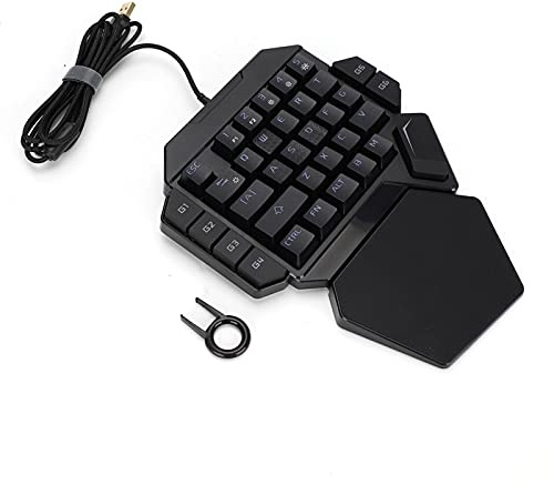 Speltangentbord, enhandstangentbord, mekaniskt tangentbord, minitangentbord, mekaniskt tangentbord med RGB-bakgrundsbelysning med makrodefinitionsfunktion för Win10/8/7/Vista/ME