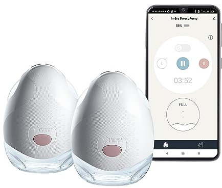 Tommee Tippee Made for Me Double Electric Wearable Breast Pump, Hands-Free, in Bra Breastfeeding Pump, Portable, Quiet, 1 Massage and 8 Express Modes, 4 Hour Battery Life