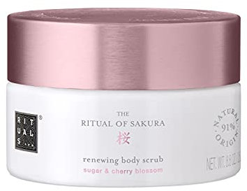 RITUALS Exfoliante corporal The Ritual of Sakura, 250 g, con leche de arroz, flores de cerezo, trozos de cerezo y aceite de tsubaki – Propiedades nutritivas y renovadoras de la piel