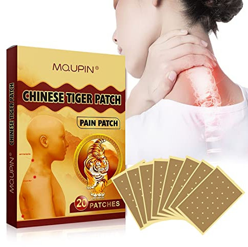 MQUPIN Cerotti antidolorifici, 20 pezzi di cerotto cinese della tigre, cerotti a base di erbe per ginocchio, schiena, articolazioni, dolori muscolari del collo