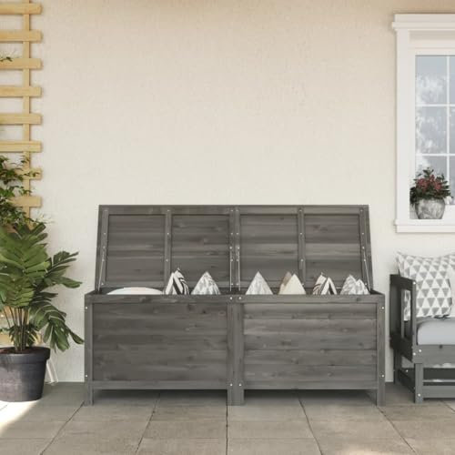 Festnight Groß Gartenbox Holz, Outdoor Kissenbox, Garten Auflagenbox Wetterfest Garten Aufbewahrungsbox für Gartengeräten Poolzubehör Spielzeug, Anthrazit 150 x 50 x 56,5 cm