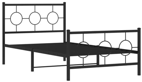 vidaXL Sängram med huvudgavel och fotgavel svart metall 100x190 cm, säng, metallsäng, metall sängram, sängar, metallsängar, metall sängramar, gästsäng