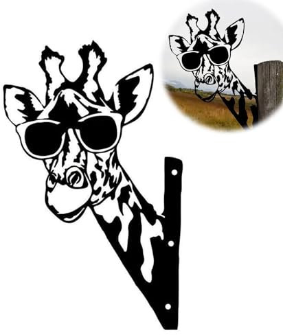 Vokowin Metal Giraffe Garden Ornaments for Fences Decorations Outdoor Home Giraffe Animals Garden Decor Sculptures Rusty Cast Iron Metal Art Proudly Made (K476-1)