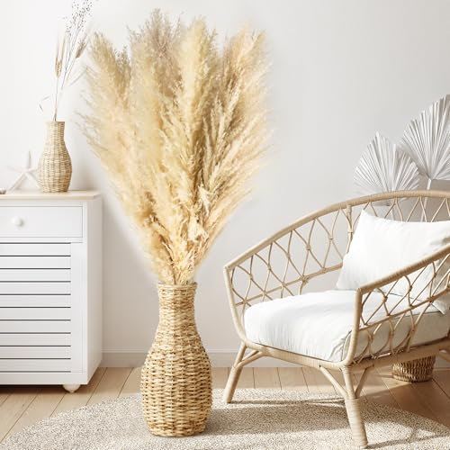 Packung mit 10 dekorativen Pampas – Pampas große dekorative getrocknete Blumen im Bohemian-Stil, perfekt für Wohnzimmer, Schlafzimmer, Esszimmer, Hochzeiten und Hotels