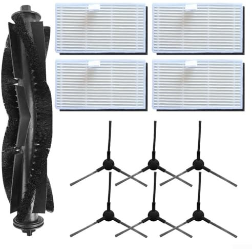 Cloudpower Kit de accesorios para aspiradora Cleanova W11 Robot Parte, 1 cepillo de rodillo, 4 filtros HEPA, 6 cepillos laterales