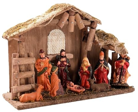 Figuras de belén en Miniatura – religiosos de Navidad | Mini Escena de belén | Mini Figuras Festivas para Escritorio, Estante de Mesa, alféizar de Ventana, decoración del hogar para Hombres y