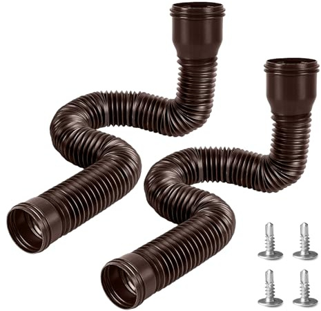 Fallrör takränna, flexibel förlängning, takrännslang, fallrörsförlängningar, flexibel, rund för fallrör 80/100 mm, stretchig regnränna, förlängning från 47 till 150 cm (brun, 2 stycken)