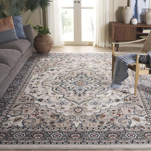 SAFAVIEH Lyndhurst Collection Area Rug - 8' x 10', Cream & Beige, Traditional Oriental Design, Non-Shedding & Easy Care, Ideal for High Traffic Areas in Living Room, Bedroom (LNH338B)