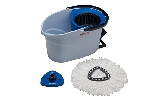 Vileda UltraSpin Mini Kit, Mopa giratoria con sistema de cubo para limpieza profesional de pisos de cocina