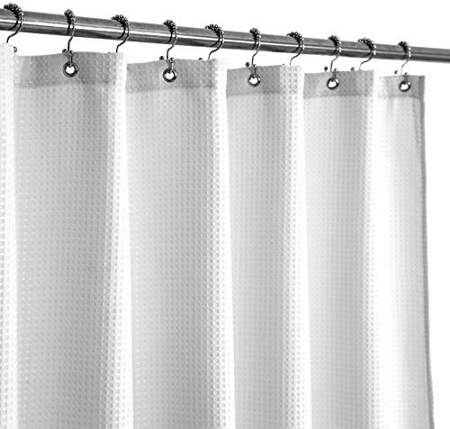 Barossa Design Waffle Weave Long Shower Curtain White 78 Inch Length