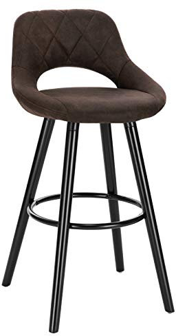 WOLTU Barhocker, Barstuhl Küchenhocker Thekenhocker, Hocker mit Rückenlehne Fußstütze, aus Holz Stoffbezug, für Bar Küche Theke Restaurant Café, Dunkelbraun, BH291dbr-1