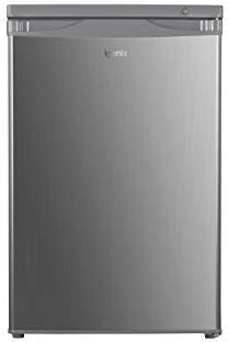 Igenix IG255X Freestanding Under Counter Larder Fridge with 2 Adjustable Glass Shelves, 1 Salad Drawer with Shelf On Top, Reversible Door, 136 Litre Capacity, 55 cm Wide, Inox