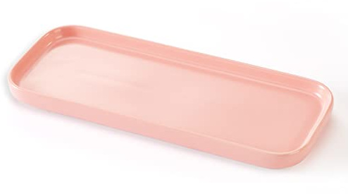 Bandeja de cerámica para baño, Bandeja organizadora de Fregadero de Cocina, Soporte para cosméticos (Rosa)