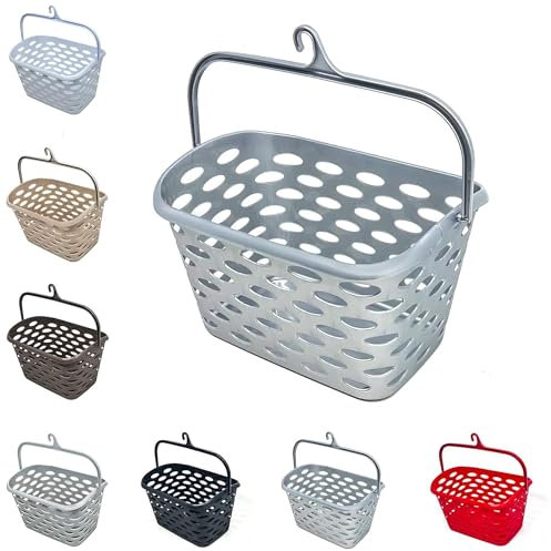 Durable Plastic Peg Tidy Basket Laundry/Clothes Pegs with Handle Light Weight Convenient Size for All Garment Hanging With Hook Washing Line Airer Basket (Silver Basket Only)