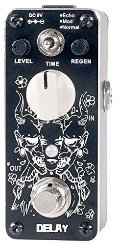 Sondery Digital Delay Gitarren effekt pedal - True Bypass, 3 Modi der Echo-Modulation und Normal - Mini-Größe mit Art-Design auf Aluminium-Hartschale oben und Diamantschliff entlang der Kante