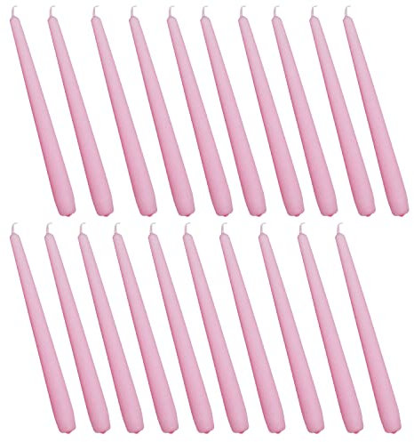 G Decor Confezione da 2, 10 o 20 candelabri alti Coraline, candele opache, colori misti, per chiesa, candele da cena, ideali per matrimoni e Natale (set da 20 rosa)