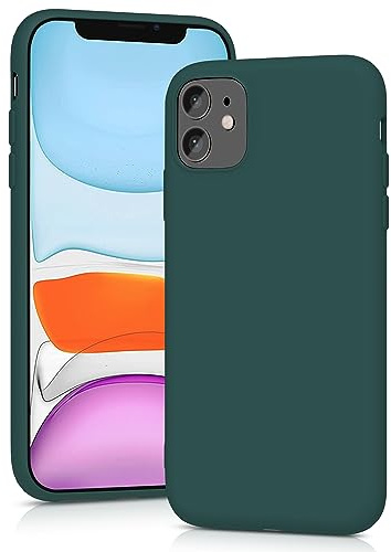 YATWIN Silicone Case for iPhone 11, Soft-Touch, Shockproof, DustProof, Antiskid Full Body Armour Phone Cover for Apple iPhone 11 - Dark Green