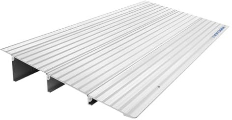 LIEKUMM Türschwellenrampe 7,5 cm Höhe, 360kg Tragkraft Aluminium Rollstuhlrampe mit Verstellbarer Höhe, rutschfest Bordsteinrampe für Rollstuhl, Elektro-Rollstuhl, Kinderwagen