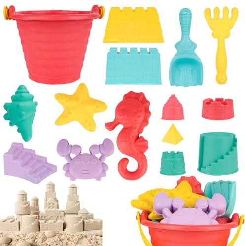 Strandspielzeug für Kinder - Kinder Sandspielzeug umfasst Strand Eimer,Sand Form,Sand Schaufel,Rake,Sand Sieb Schaufeln, Sand Burg Spielzeug für Kinder Jungen Mädchen für Baby ab 2 3 4 5 6 Jahre