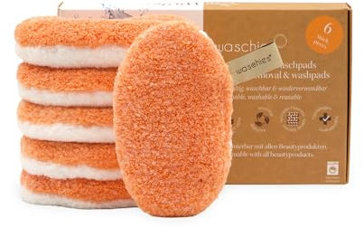 Waschies Abschminkpads/Waschpads - 6er-Set Apricot – waschbar, wiederverwendbar & hypoallergen, sanfte Gesichtsreinigung - Alle Hauttypen – Alternative zu Wattepads & Abschminktüchern