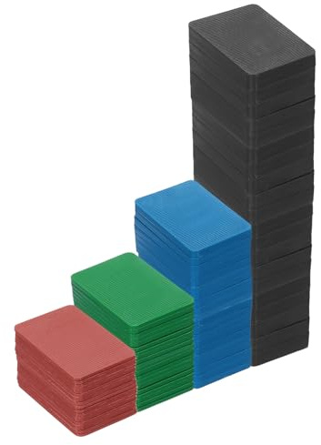 QUARKZMAN 1 set med 80 stycken plastmellanlägg 60 x 40 mm i höjder 2, 3, 5, 10 mm kakelkilar mellanläggsplattor kompensationsplattor block tjocklekar