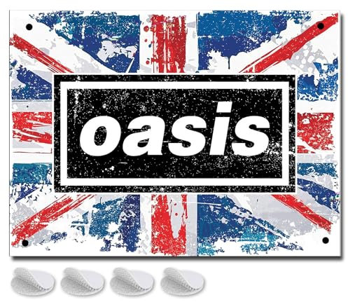 Oasis Merchandise Metal Poster Wall Art Room Decor - Band Merch UK 20 x 15mm Wall or Door Sign Gift for Man Cave, Home Bar or Pub