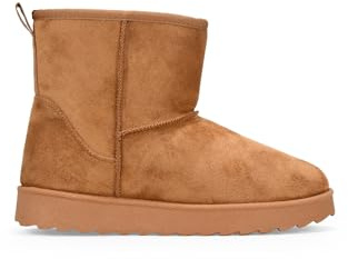 BOSANOVA Botines para Mujer Estilo australianos confeccionados con caña Media de 13.5 cm, Forro de Pelo y Suela Plana Dentada de 3 cm. Sin Cierre. Calzado para Mujer Cuero 38