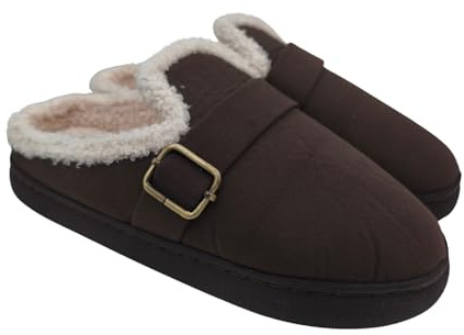 Amix Terre-Neuve Chaussons d'hiver avec poils chauds en peluche en mousse à mémoire de forme, confort éblouissant, marron, 38/39 EU