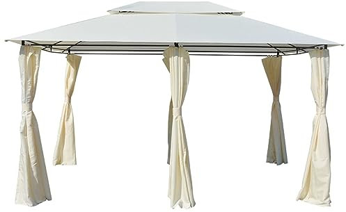 ShGaxin Gartenpavillon, Faltpavillon, Pergola, Partyzelt, Standmarkise, Sonnenzelt, Garten Pavillion, Grillpavillon, mit Gardinen 4x3 m Weiß