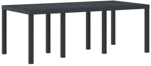 vidaXL Mesa de Jardín de Antracita, 200 x 100 cm. Ligera, de polirratán, Resistente a la Intemperie. Ideal para Comer al Aire Libre con 8 Personas. Montaje fácil y diseño Rectangular Moderno. Perfec