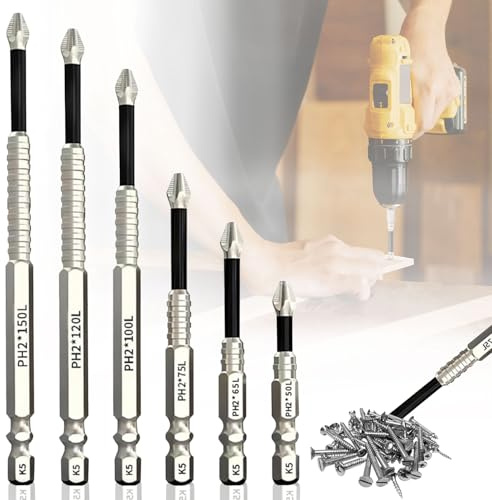 SoundZero 6 stycken Power bit borr, Tidepick High-Magnetic Screwdriver Drill Bit Set, högmagnetisk skruvmejsel borrsats, högmagnetisk skruvmejsel-borr-bitssats, för elborr
