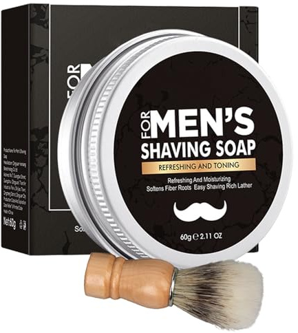 Shaving Soap for Men with Brush, Smoothest Wet Men's Shaving Cream & Foam Kit Gift for Dad, Husband, Boyfriend, Travel Size Wet Shave Cream with Smooth Lather for Close Shave
