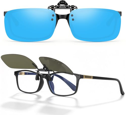 Ymmott Polarizado Clip Gafas de Sol para Anteojos Recetados-Buen Estilo de Clip Gafas de Sol para la Miopía Gafas Hombres Mujeres Protección UV400 (Azul)
