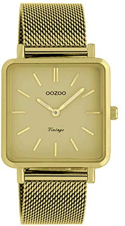 Oozoo Vintage Damenuhr Quadratisch mit Milanaiseband Golden Sun 29 x 29 MM Gold C20010