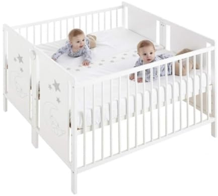 Cuna Gemelar Evolutiva Indi Estilo Nórdico Infantil, Desde el Nacimiento hasta 3 Años, Incluye 2 Unidades Completas CoolDreams