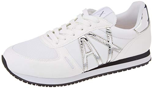 ARMANI EXCHANGE Rio Retro Running, Sneaker Donna, White Silver, 38.5 EU