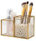 HARLIANGXY Porta Pennelli Make Up in Vetro Trasparente, Porta Pennelli da Trucco, Organizzatore per Cosmetici Oro, Organizer Pennelli Trucco, per pennelli, Eyeliner, Matite e Mascara