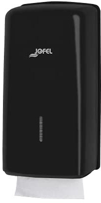 Jofel - Dispensador de Papel Higienico, 400 Toallitas Zig-Zag Tipo Z, V y W, Máxima Higiene Sólo se Toca la Toallia a Usar, Ahorro de Papel, Carcasa ABS Resistente, Valor AH77600, Negro