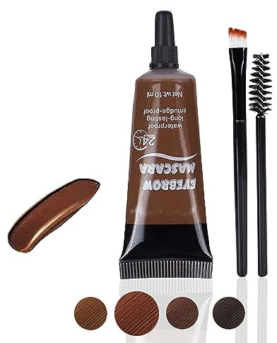 Gel de Cejas Perfectas. Maquillaje para Cejas Duración 24h. Mascara Tinte Fijador para Cejas. Professional Makeup con Pincel y Cepillo Cejas. Color Castaño Claro (2)