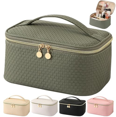 Bestash Trousse de Toilette Femme Voyage,Trousse de Maquillage Grande Capacité, Multifonction Imperméable Trousse de Voyage avec Compartiments Makeup Bag (Vert Matcha)
