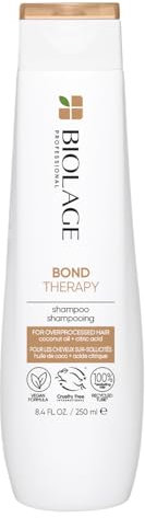 Biolage Shampoo für geschädigtes und überstrapaziertes Haar, Mit Kokosnussöl und Zitronensäure, Stärkt Haarbrücken, Reduziert Haarbruch und beugt Spliss vor, Vegan, Bond Therapy, 1 x 250 ml