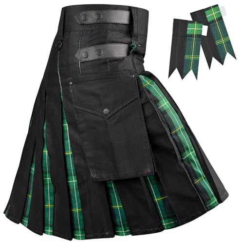 Kilts Ibridi Utilitari per Uomini, Kilt Tradizionale Scozzese con Lampeggiamenti, 34-36