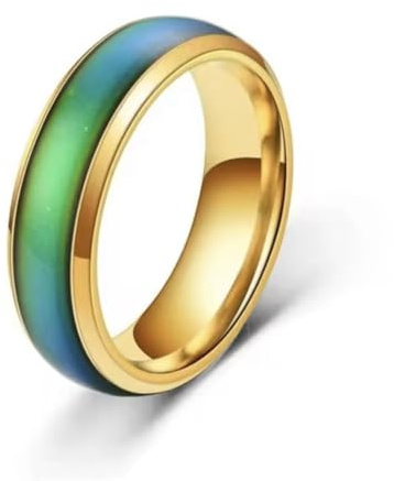 Mood Ring - Colour Changing - Fun Temperature Responsive - Colour Chart and Gift Bag - Great Gift - All Ages - Different Band Colours - Black - Rose - Gold - Silver- Water resistant
