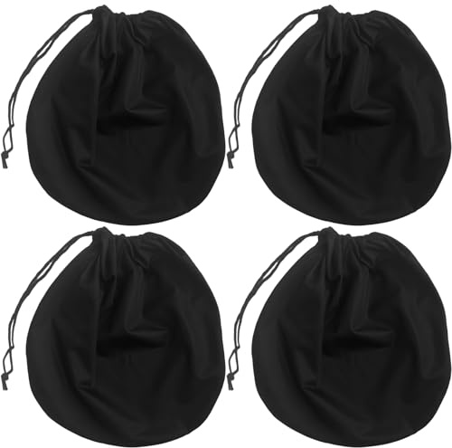Vaileal 4 pezzi borsa casco, borsa per casco da moto con cordoncino: 47 x 43 cm, impermeabile, per casco da moto, caschi da sci, basket, fitness, attività all'aperto (nero)