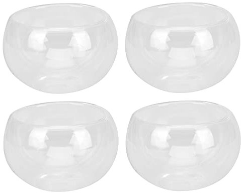 STOBAZA Set da tè Kung Fu Tazze da tè in Vetro Doppio Trasparente Resistente al Calore per Uso Domestico E Professionale 4 Pezzi 2.36 Pollici