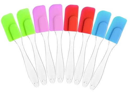 8 Stück Teigschaber Silikon Spatel Set Mini Kuchenspatel Mit Kunststoffgriff Kleiner Silikonschaber Hitzebeständig Butterschaber Backzubehör Für Küche Zum Kochen Backen Kuchen