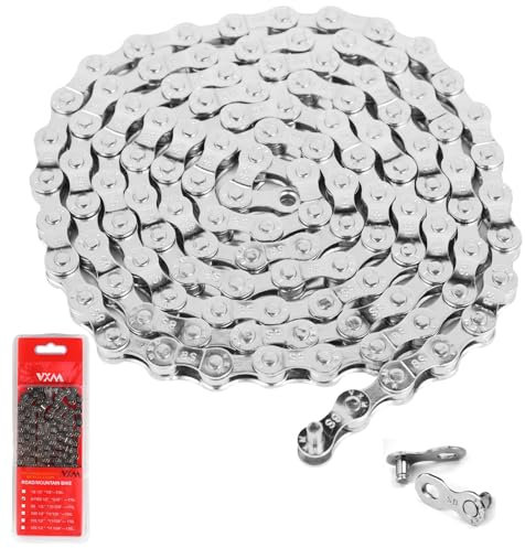 Fahrradkette 6/7/8-fach, 1/2 x 3/32 Zoll, Silber, Hochfester Stahl, Langlebig & Reibungslos, Kompatibel mit MTB, Rennrad, Sportbike