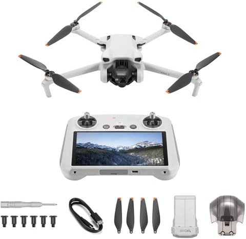 DJI Mini 3 (DJI RC) bundle 02– Lightweight 3x Mechanical Gimbal Mini Camera Drone with 4K HDR Video, 38-min Flight Time, up to 32800ft (10km) Video Transmission, Vertical Shooting, GPS Auto Return