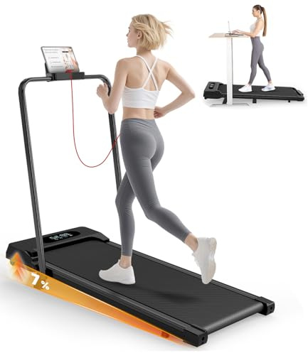 HomeFitnessCode Folding Treadmill with Incline, 2.5HP Walking Pad Under Desk Treadmill for Home, Electric Motorised with LED Display & Remote, Adjustable Speed, 130kg Capacity (Black-Incline)